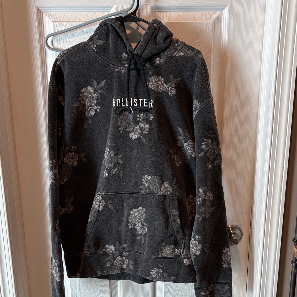 Hollister Dark Gray Floral Men's Hoodie